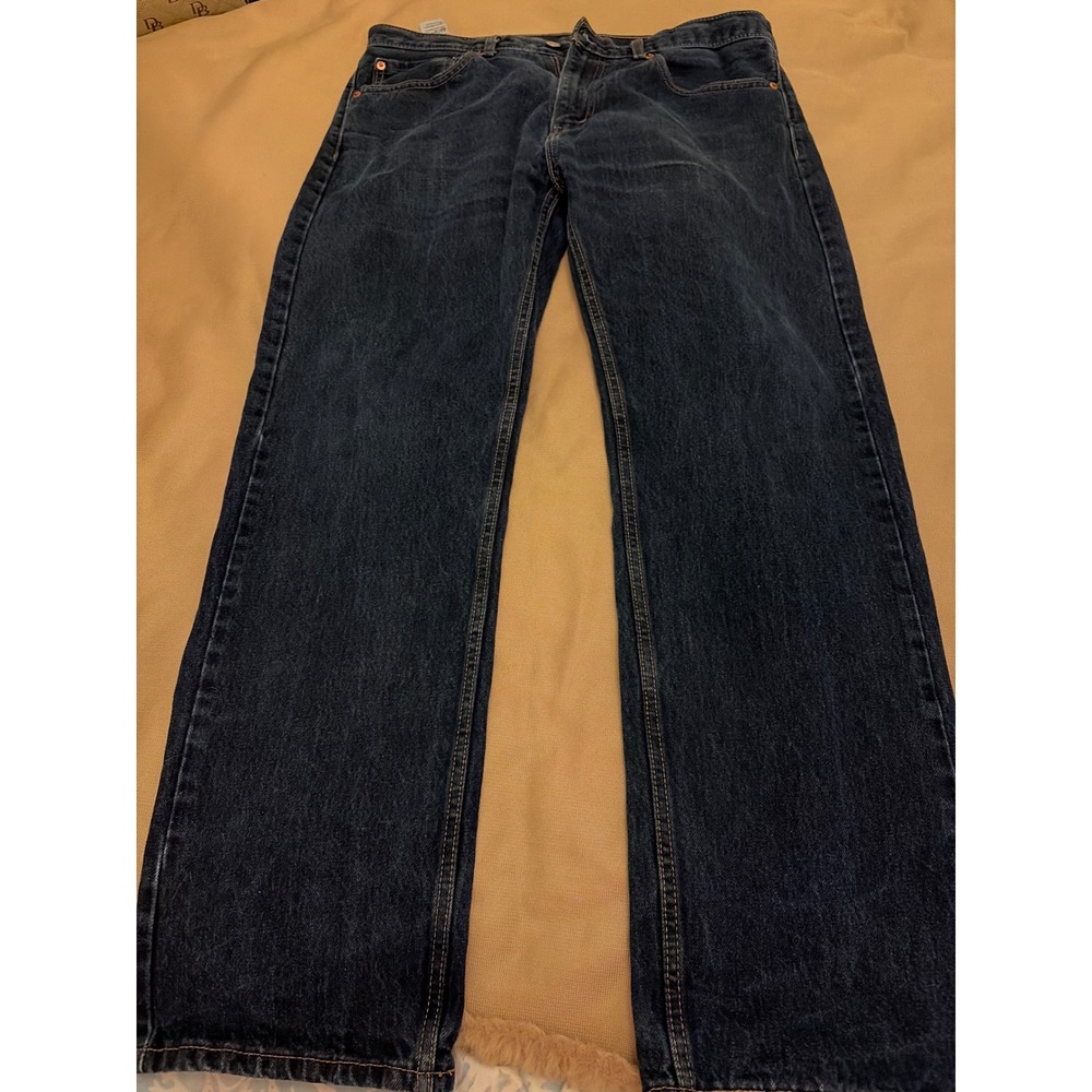 Levi Strauss Mens Dark Wash Straight Leg Denim Jeans Blue 36x32